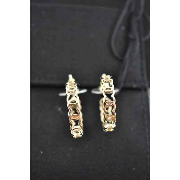 Chanel 21A Gold Metal Interlocking CC Logo Dangle Drop Statement Hoop Earrings - Picture 9 of 12